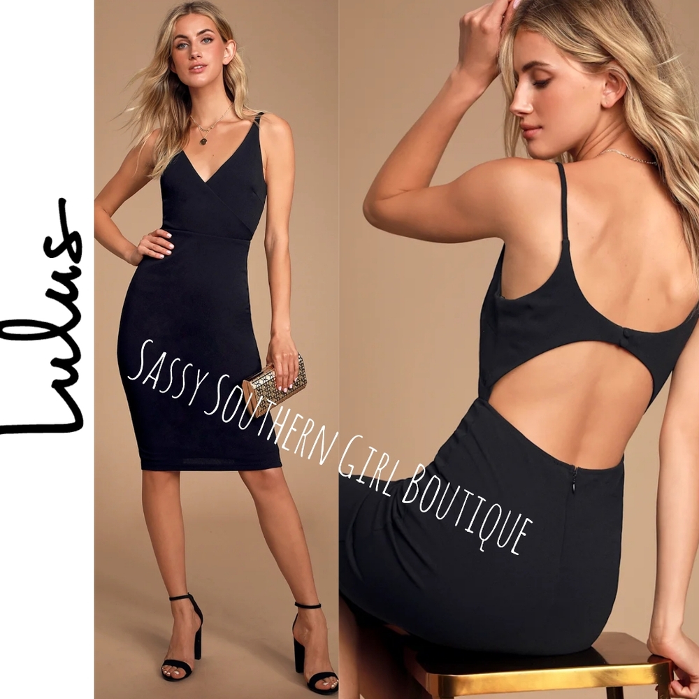🆕⭐ Lulus Black Backless Midi Dress